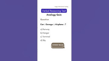 Analogy Quiz 1 - Verbal Reasoning #reasoning