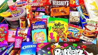 New 101 Candies Opening M&M's candy galaxy sour patchs Hershey’s Kit kat warheads Milka dairymilk