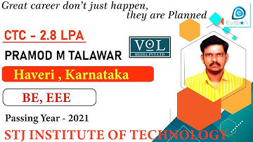 Congrats, Pramod | Selected in VOL  Pvt Ltd |  2.8 LPA | ELECTRICAL ENGINEER, Passing 2021 | Haveri