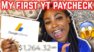 MY FIRST YOUTUBE PAYCHECK: YouTube Monetization, Google AdSense, Review Process EXPLAINED