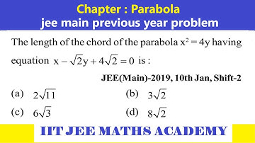 PARABOLA  | JEE MAIN 2019 |  10 JANUARY  | SHIFT 2 |  RS SIR | JEE MAIN  PREVIOUS YEAR PROBLEM