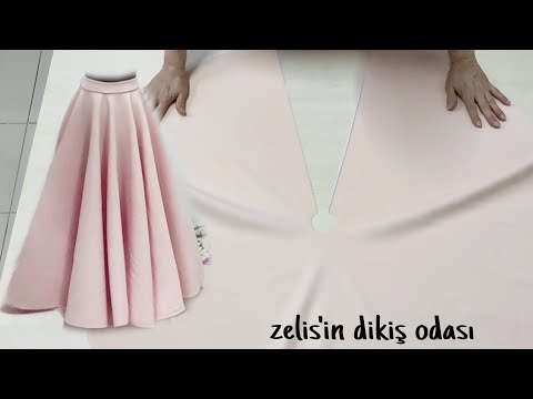 Duble kloş etek kesimi ve dikimi / Umbrella skirt cutting and stitching /falda doble circular larga