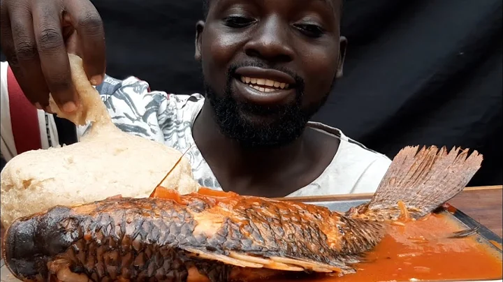 Asmr Mukbang extremely spicy fish pepper soup and cassava fufu show video