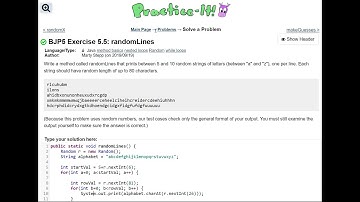Java Practice It | Exercise 5.5: randomLines | method basics, nested loops, random, while loops
