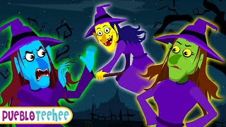 Tres Pequeñas Brujas De Colores | Canciones De Halloween Para Niños | Pueblo Teehee