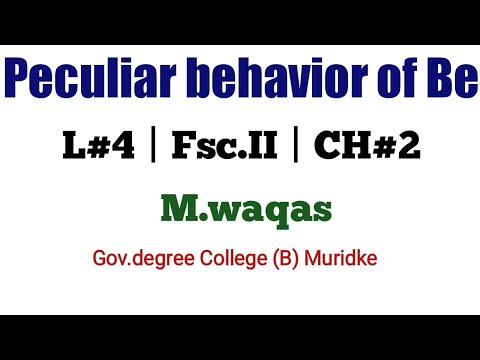 Peculiar behavior of Be | L#4 |CH#2 | Prof.M.waqas