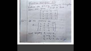 Reduce the following matrix in triangular form and hence find its rank[1 1 2 3 1 3 0 3 1 -2 -3 -3