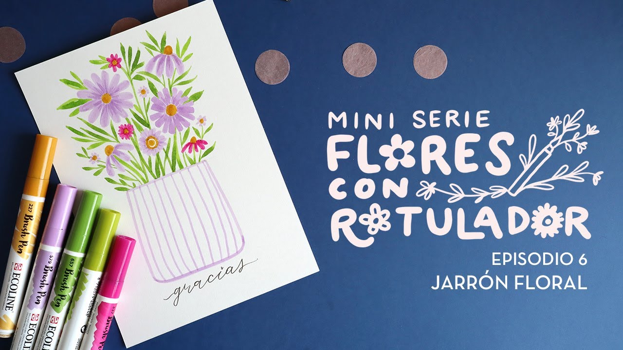 Mini serie - Flores con rotulador, ep.6 Jarrón Floral 🌸✍🏼/ DIBUJO A TIEMPO REAL y paso a paso