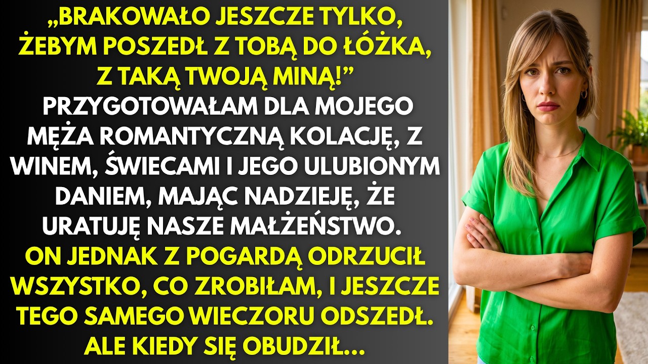 Po dziewięciu latach małżeństwa przygotowałam mu kolację, którą kochał najbardziej. Kaczka z jabłkami, ślubny obrus, świece, wino, które trzymaliśmy na specjalne okazje. Chciałam mu przypomnieć,...