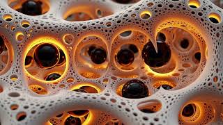 Abstract Glowing Porous Structure Black Spheres 4K No Copyright