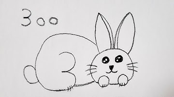 Learn to Draw a Cute Bunny in Just 30 Seconds! | rabbit drawing from number 300 |drawing with number