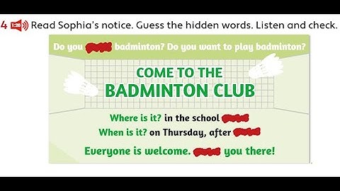 Unit 1 - PB pg.15 - activity 4. Read Sophia´s notice. Guess the hidden words. Listen and check.