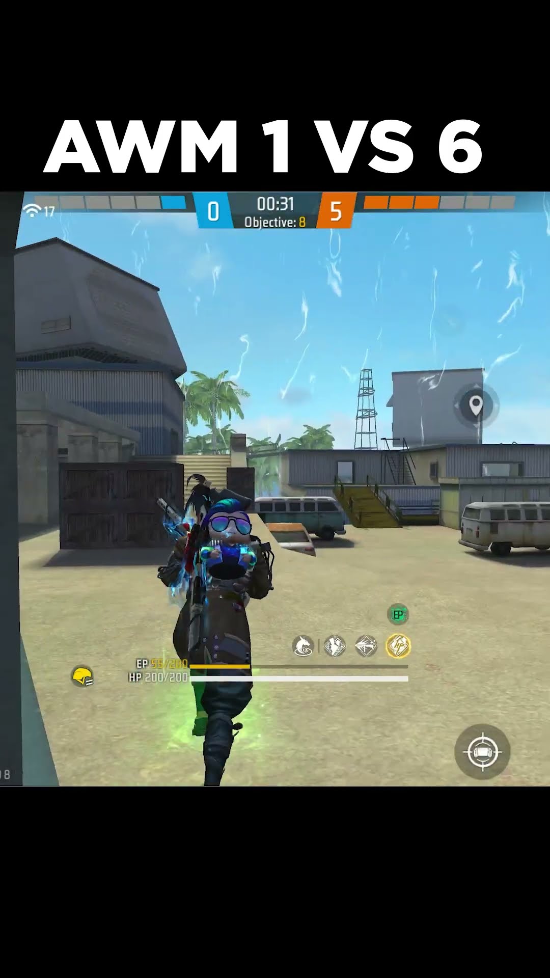 AWM 1 VS 6 PRACTICE CUSTOM MOMENT | GARENA FREE FIRE #shorts #youtubeshorts
