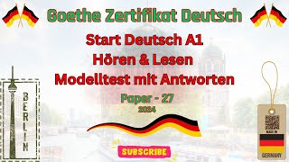 Goethe Zertifikat Start Deutsch A1 Hören Modelltest mit Antworten | Paper 27 | German Exam 2024