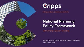 National Planning Policy Framework webinar - Places and spaces: February 2024