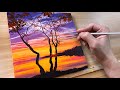 How to Paint Sunset Reflection / Acrylic Painting / Correa Art