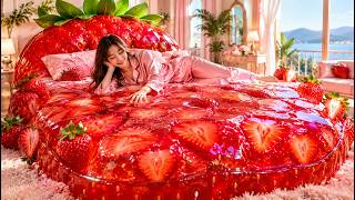 Information Which Crazy Bed Would You Sleep In 🍓❤️ Giant Strawberry Jelly Bed | Oddly Satisfying AI ASMR Update
