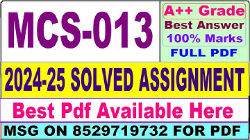 MCS 013 solved assignment 2024-25 || mcs 013 solved assignment 2025 in English || ignou mcs13 2025