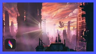 Sunset Cityscape Animation | Procreate Dreams