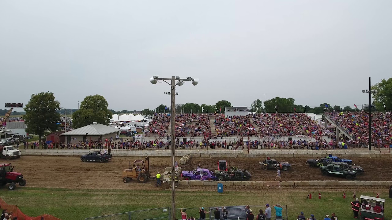 Demo Derby drone footage of fullsize sedans at Dodge County Fair YouTube