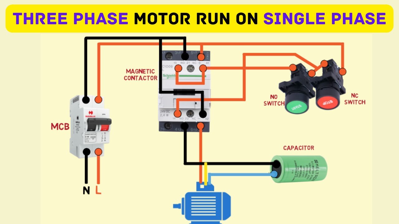 Three Phase Motor Run on a Single Phase Electricity Supply YouTube Three Phase Motor Run on a Single Phase Electricity Supply YouTube
