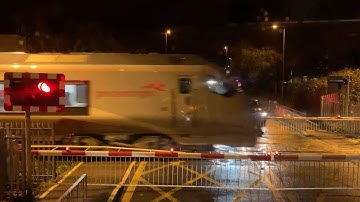 Bus view of Cherry Hinton High Street Level Crossing (Cambridgeshire) (30.11.20)