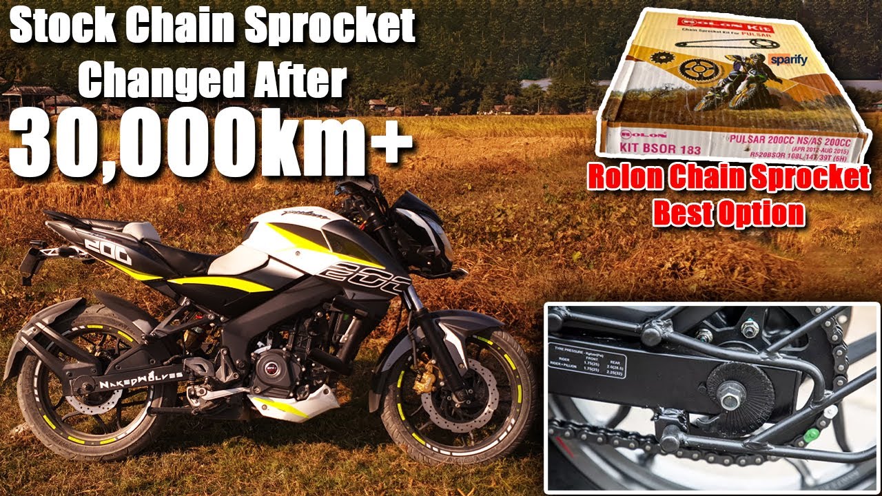 Rolon Chain Sprocket on my NS200. Changed After 30,000 km run. YouTube
