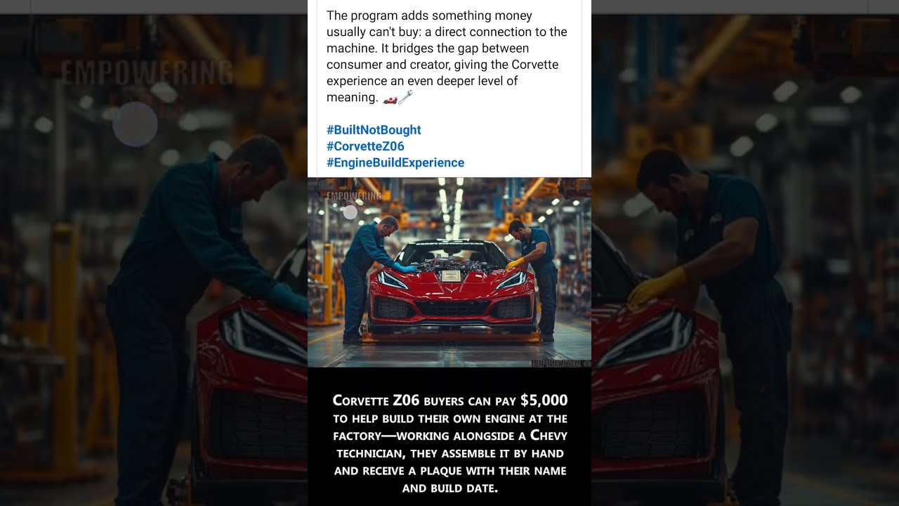  Chevrolet Corvette ZO6 Owners Can Build Their Engine Alongside A Technician For 5K