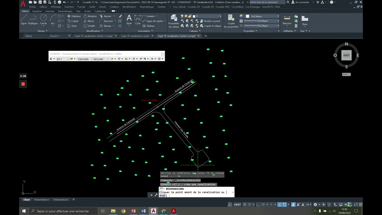 Création d'une canalisation EP sur Covadis niveau facile