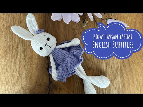 Amigurumi kolay tavşan yapımı 1/2 English Subtitles (bacak,kol,kulak,gövde) Amigurumi Rabbit