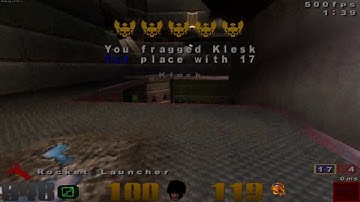 Warming up against some Quake 3 bots