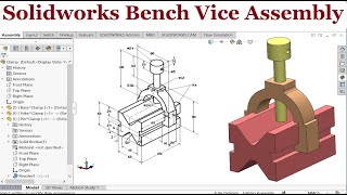Solidworks assembly tutorials | Model Bench Vice Assembly (Top down assembly approach])