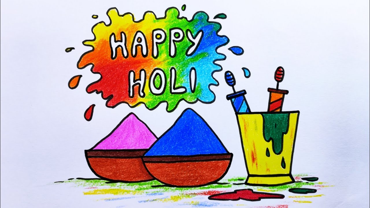Happy Holi Drawing Easy Holi Drawing Colour How To Draw Holi Happy Holi Drawing Easy Holi Drawing Colour How To Draw Holi