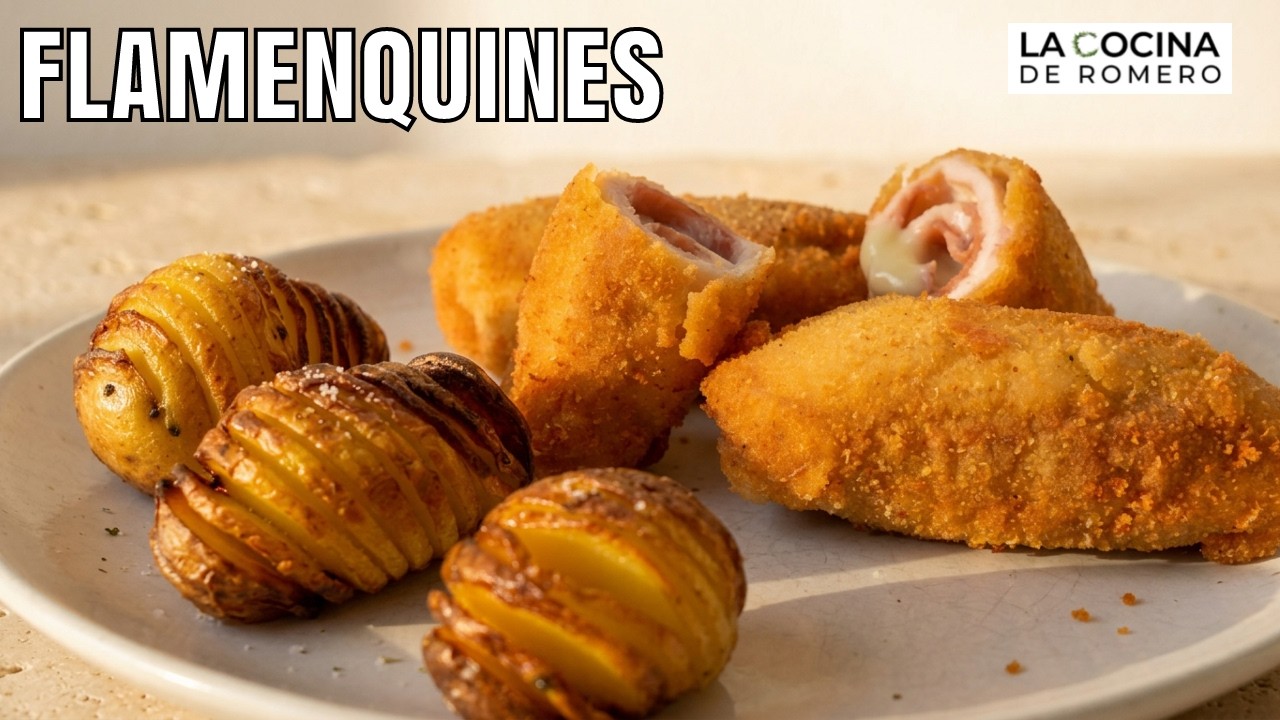 Flamenquines caseros con patatas asadas en airfryer