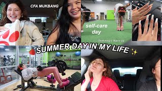 PRODUCTIVE SUMMER SELF-CARE DAY w/ my sis - GYM ROUTINE, NAILS, PEDICURE, CFA MUKBANG