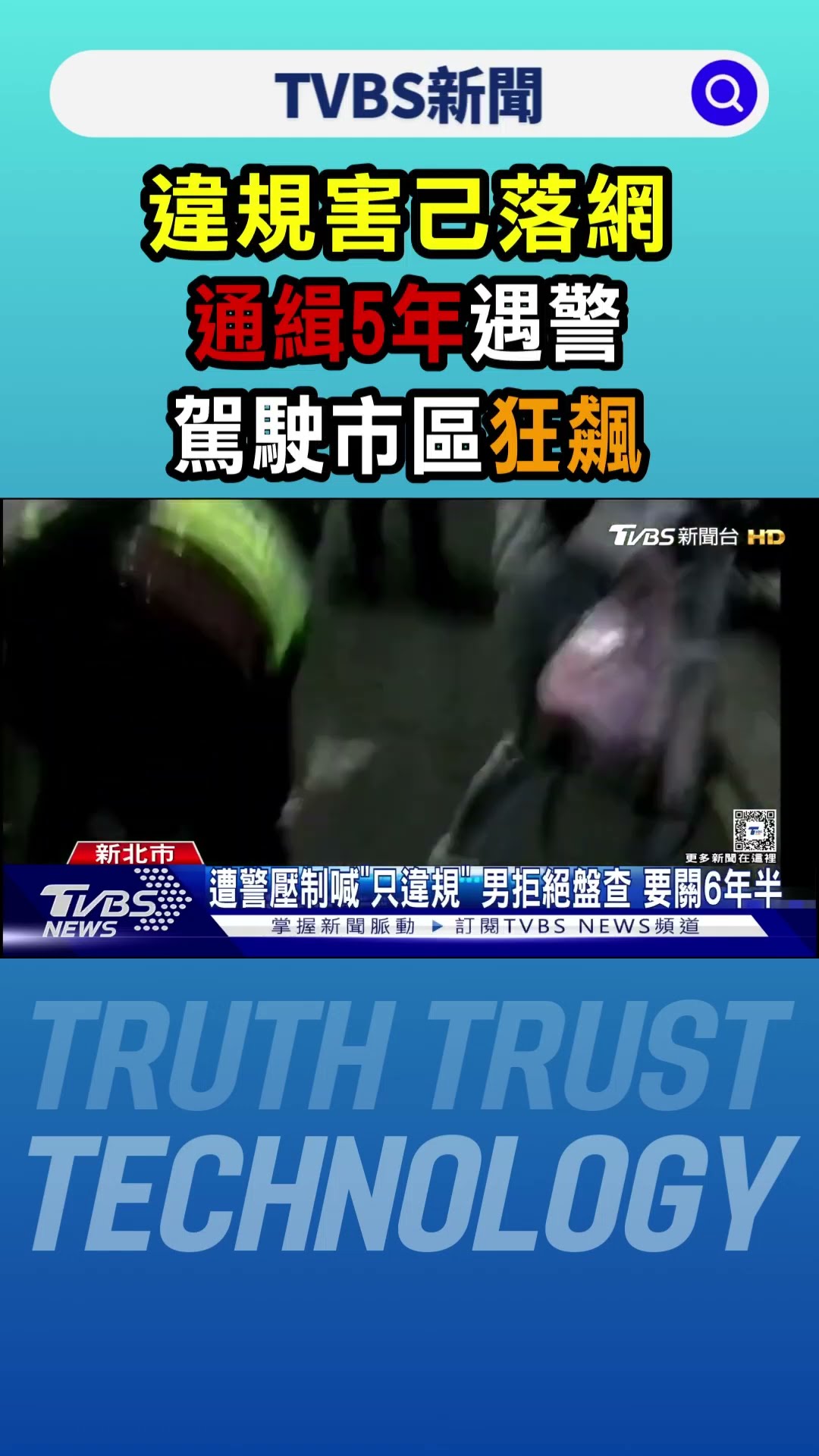 違規害己落網 通緝5年遇警 駕駛市區狂飆｜TVBS新聞 @TVBSNEWS01
