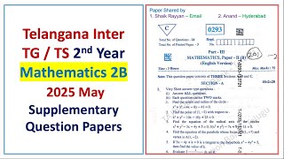 TS TG Inter 2nd Year Maths 2B 2025 May Supplementary Telangana Intermediate Supply Paper Mathematics TS TG Inter 2nd Year Maths 2B 2025 May Supplementary Telangana Intermediate Supply Paper Mathematics