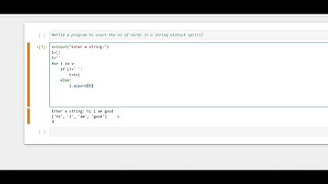 Write a program to count the no of words in a string without split()