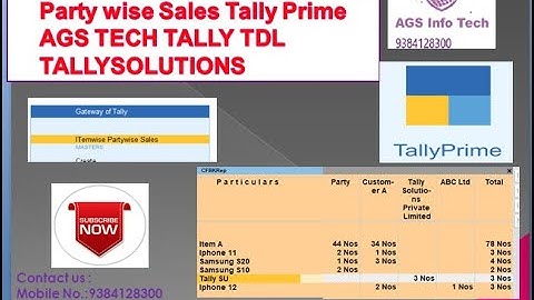 Item wise or Product wise and Party wise Sales Tally Prime AGS TECH TALLY TDL TALLYSOLUTIONS