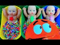 Full of 3 Rainbow BathTubs Candy with M&Ms & Magic Slime Cutting Video