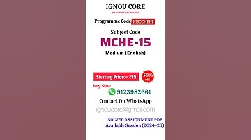 MCHE 15 Solved Assignment PDF 2024-25 in English, MSCCHEM  program MCHE-15 Solved assignments