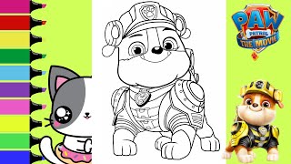 Coloring Paw Patrol The Movie Rubble Coloring Book Page | Sprinkled Donuts JR