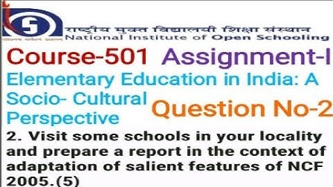 NIOS D.El.ED  Course 501 Assignment-1 Question-2 In English D.el.ed Free/cheapest online एजुकेशन