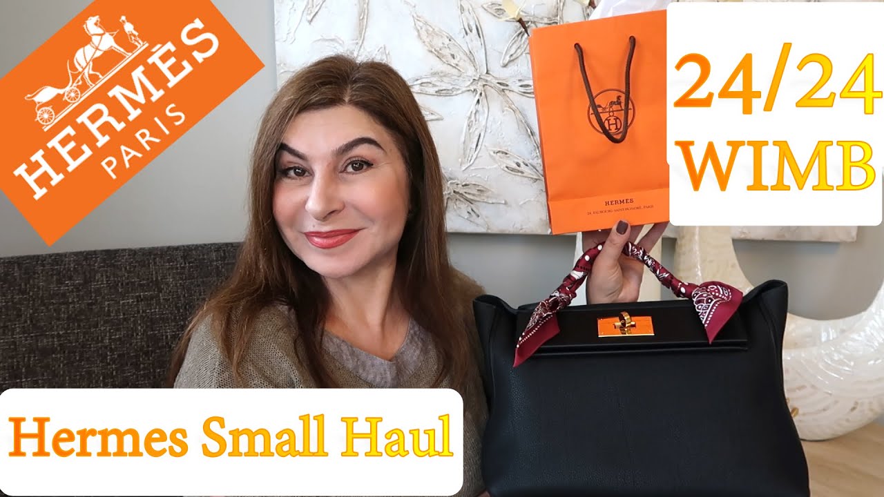 Hermes 24/24 Bag size 29, What's in my Hermes 24/24 bag WIMB, Hermes  Twilly unboxing