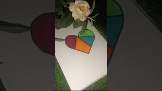 ✨ Beautiful Heart Drawing with Bright Colors 💚🧡💙#HeartDrawing #ColorfulArt #MarkerArt #DIYIdeas
