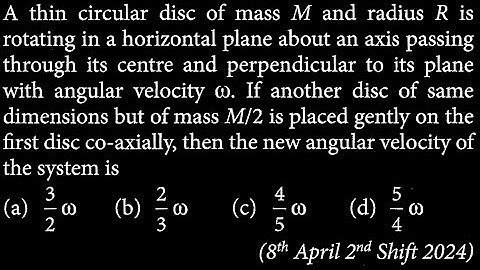 A thin circular disc of mass M and radius R is rotating in a horizontal plane about an RT DTS 23 Q10