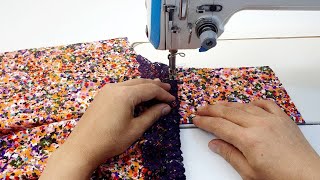 خياطة فصال بالاستيك والدانتيل قياس اكس لارج - Stitching a blouse with elastic and lace
