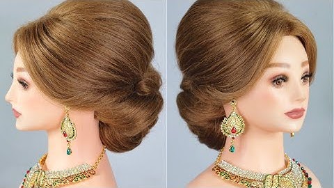 Bridal Hairstyle, Indian Bridal Updo, Indian Wedding Hairstyle, Wedding Hair Updo Tutorial