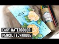 Easy & Loose Watercolor Pencil Slimline Card