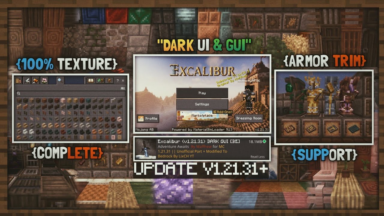 EXCALIBUR || Texture MEDIEVAL Terbaik COCOK Buat SURVIVAL - MCPE 1.21 ...